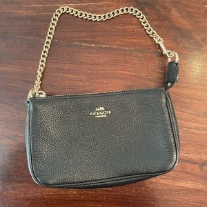 Coach black leather clutch purse